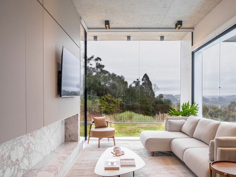 Large picture window with a view